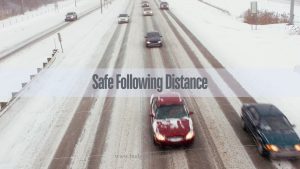 Keep safe following distance - winter driving in canada